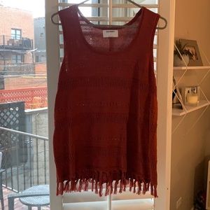 Burnt Orange Fringe Sweater Top